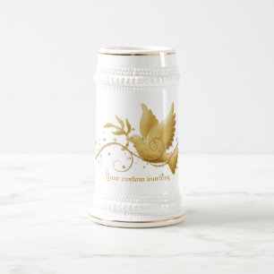Gold dove of peace Christmas coffee mugs & cups
