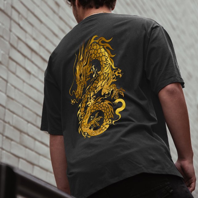 Gold Dragon 龍 Zodiac Gift Chinese Japanese 漢字  T-Shirt (Creator Uploaded)