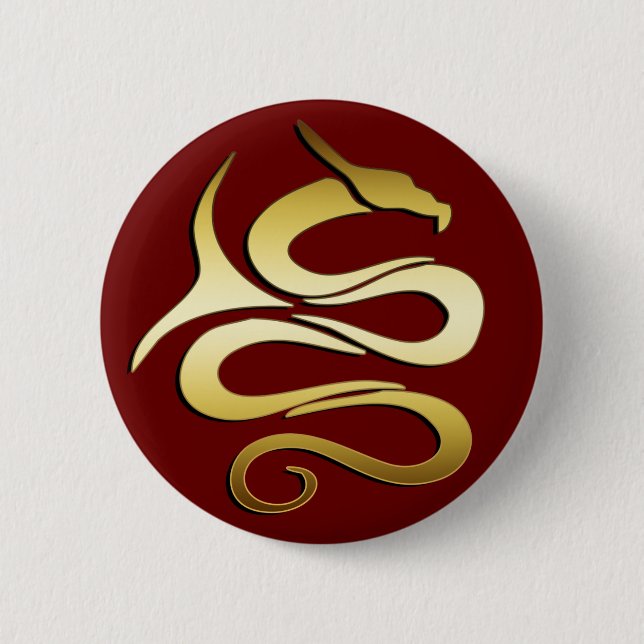 GOLD DRAGON 2 INCH ROUND BUTTON (Front)