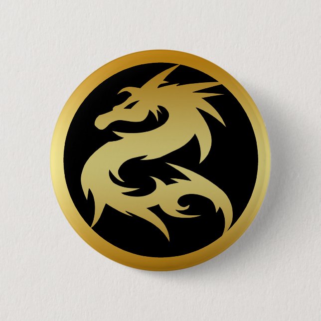 GOLD DRAGON 2 INCH ROUND BUTTON (Front)