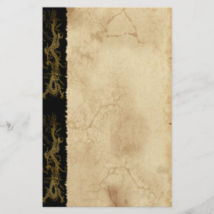 Gold Dragon asiatique effet parchemin papeterie