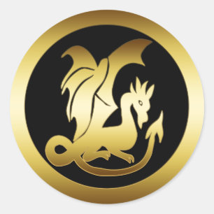 GOLD DRAGON CLASSIC ROUND STICKER