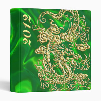 Gold Dragon Green Satin Lush Binder