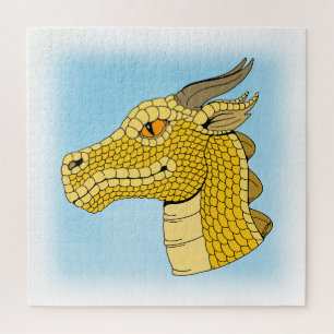 Gold Dragon Head in Profile Jigsaw Puzzle