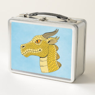 Gold Dragon Head in Profile Metal Lunch Box