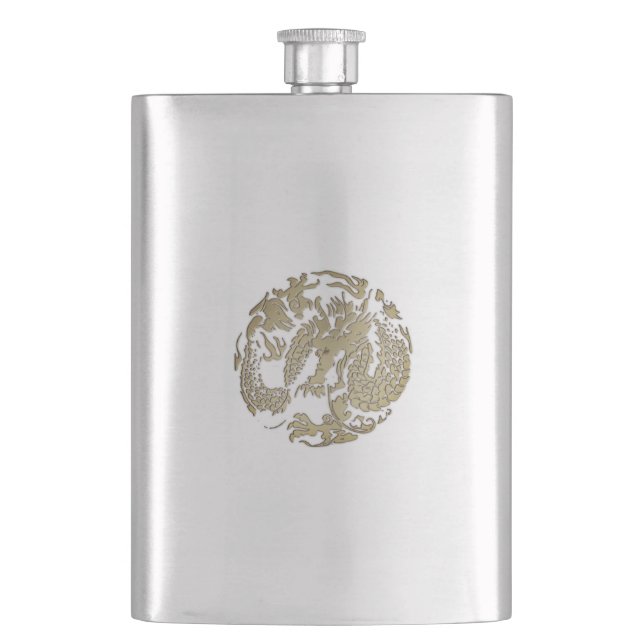 Gold Dragon Hip Flask (Front)