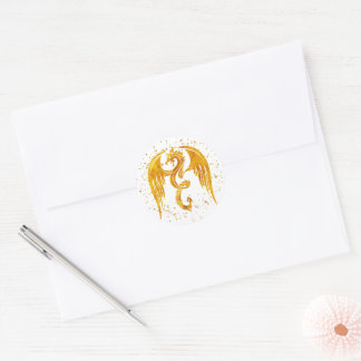 Gold Dragon In The Stars Stickers
