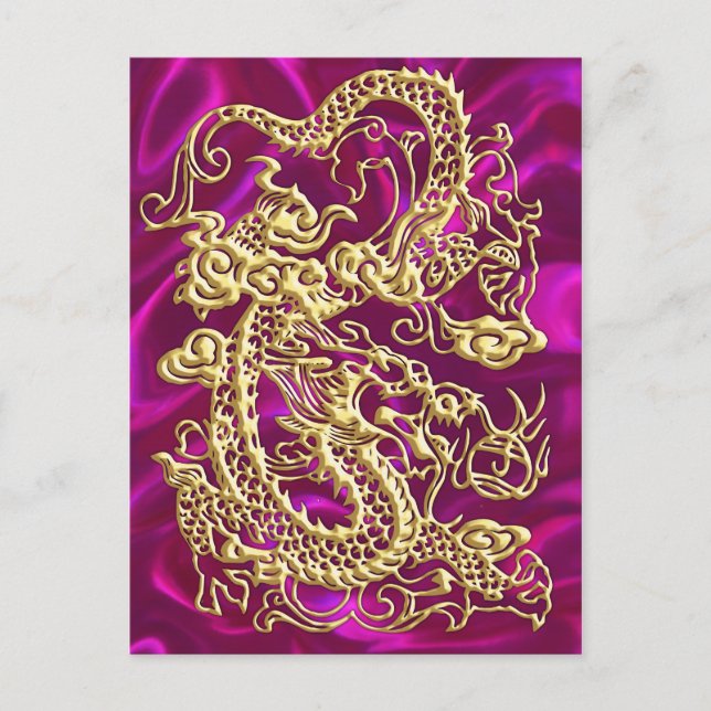 Gold Dragon Magenta Satin Lush Gold Card (Front)