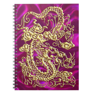 Gold Dragon Magenta Satin Lush Gold Notebook
