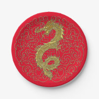 Gold Dragon on Chinese Traditional Pattern