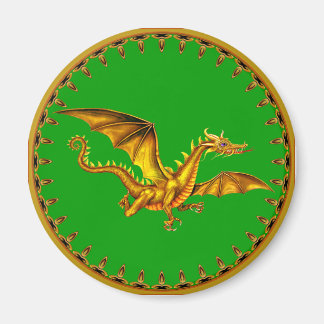 gold dragon on green magnet