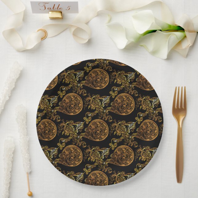 Gold Dragon Paper Plate (Wedding)