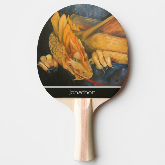 Gold Dragon Personalized Ping Pong Paddle (Front)