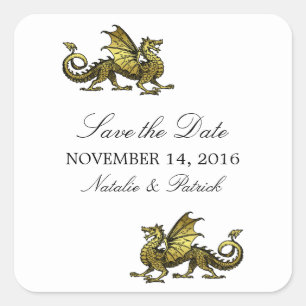 Gold Dragon Save the Date Stickers