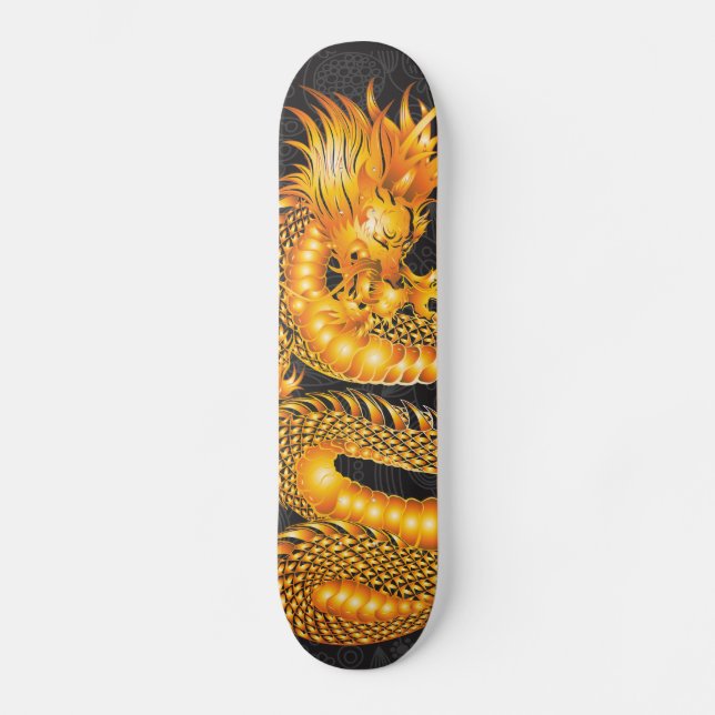Gold Dragon Skateboard Deck (Front)