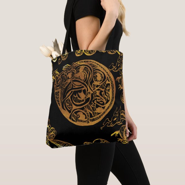 Gold Dragon Tote Bag (Close Up)