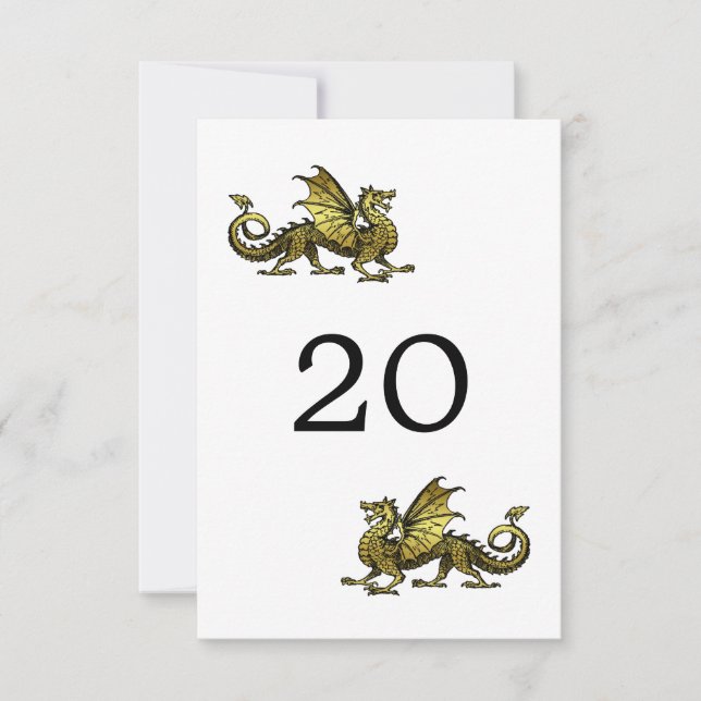 Gold Dragon Wedding Table Card (Front)