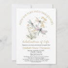 Gold Dragonfly Celebration of Life Invitation