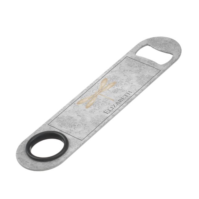 Gold Dragonfly Damask Bar Key (Front Angled)