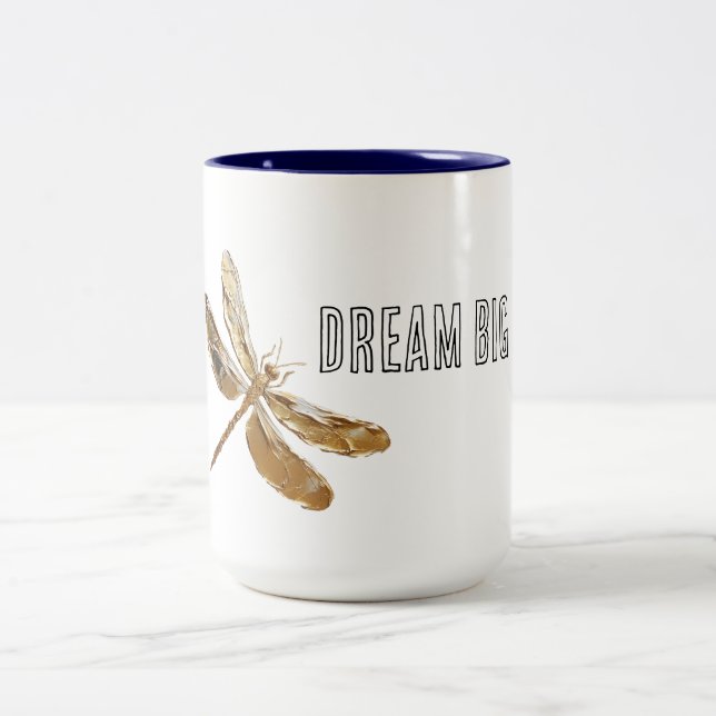 Gold Dragonfly Dream Two-Tone Coffee Mug (Center)