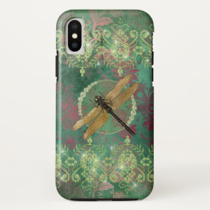 Gold Dragonfly on Green With Rhinestones Case-Mate iPhone Case