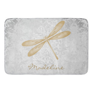 Gold Dragonfly Personalized Bath Mat