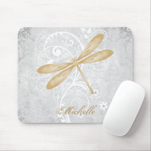 Gold Dragonfly Personalized Mouse Pad