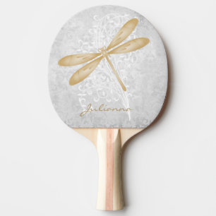 Gold Dragonfly Personalized Ping Pong Paddle