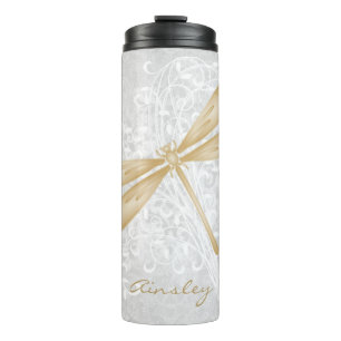 Gold Dragonfly Personalized Thermal Tumbler