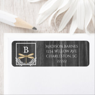Gold Dragonfly Rustic Label