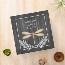 Gold Dragonfly Rustic Recipe Binder
