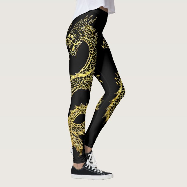 Gold Dragons Personalize Background Colour Leggings (Right)