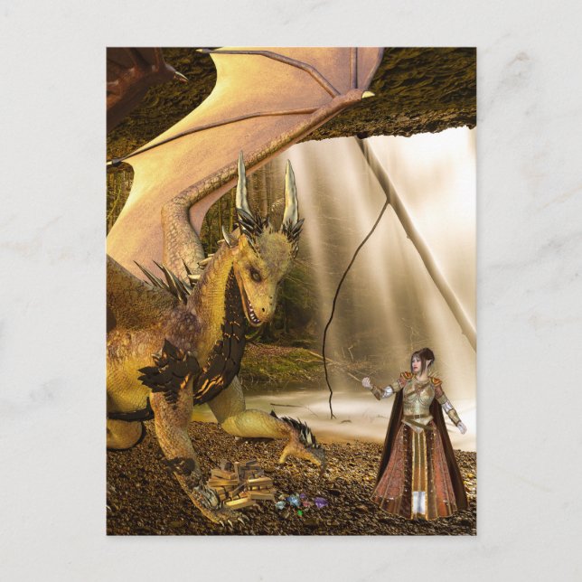 Gold dragon's Treasure and Princess Elf  Postcard (Front)