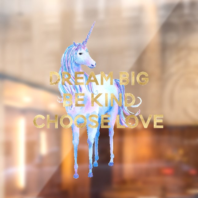 Gold Dream Be Kind Choose Love Unicorn Window Cling (Sheet 2)