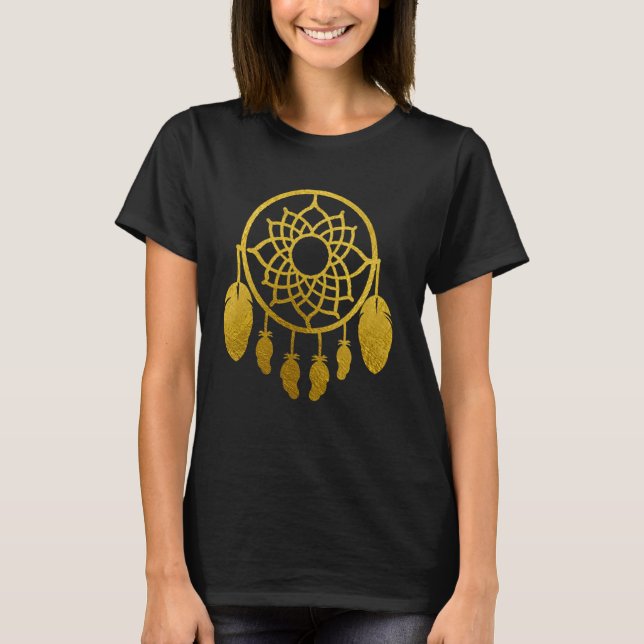Gold Dream Catcher Design Designation Graphic T-Shirt (Front)