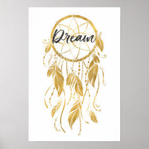 Gold Dream Catcher Poster