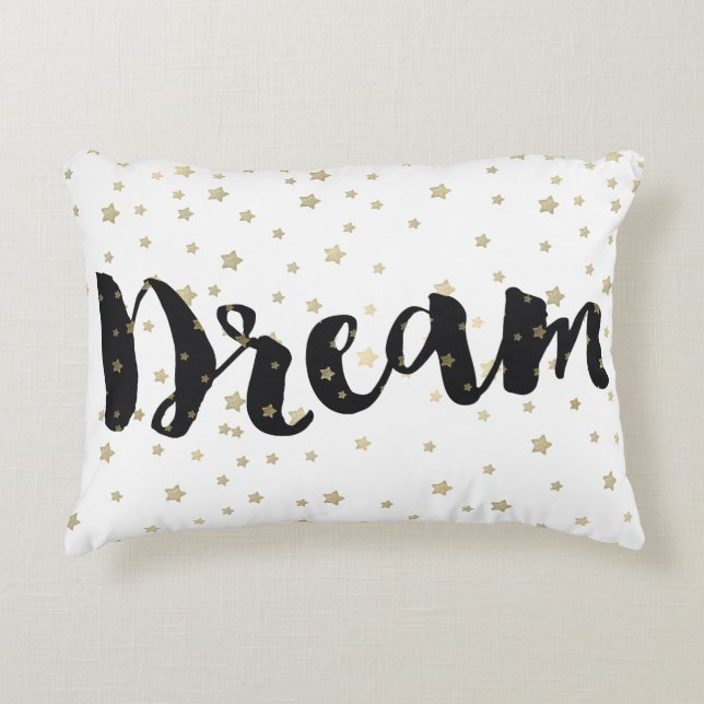 Gold Dream Stars Decorative Pillow (Front)