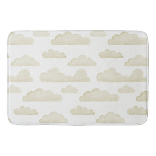 Gold Dreamtime Watercolor Clouds Bath Mat
