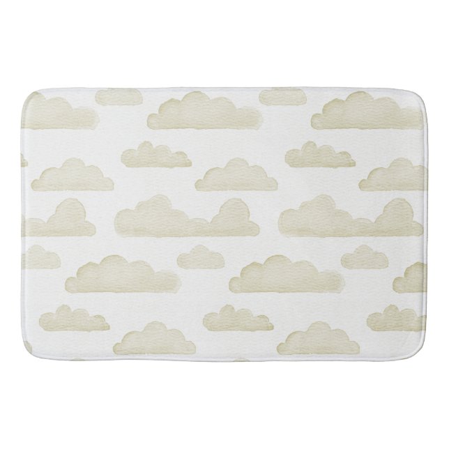 Gold Dreamtime Watercolor Clouds Bath Mat (Front)