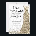 Gold Dress Glitter Sweet 16 Party 16th Birthday Invitation<br><div class="desc">Gold Dress Glitter Sweet 16 Party 16th Birthday Invitation
Variations to the invitation and matching items in our store</div>