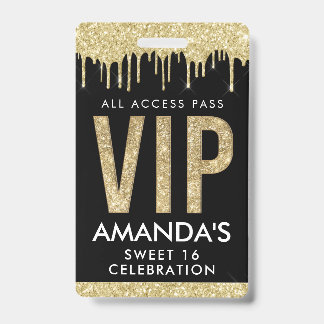 Gold Drip Customizable VIP All Access Badge
