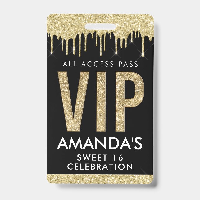 Gold Drip Customizable VIP All Access Badge (Front)