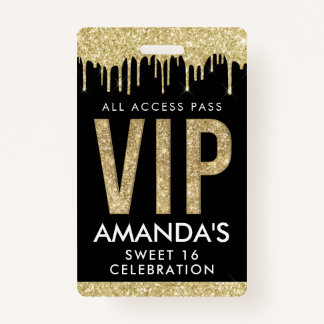 Gold Drip Customizable VIP All Access Badge