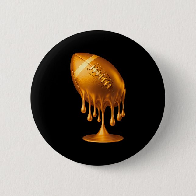 Gold Drip Football Touchdown Player Fans Game Day  2 Inch Round Button (Front)