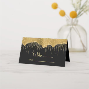 Gold Drip Glitter Place Card