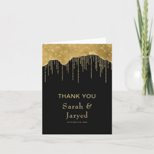 Gold Drip Glitter Thank You Card
