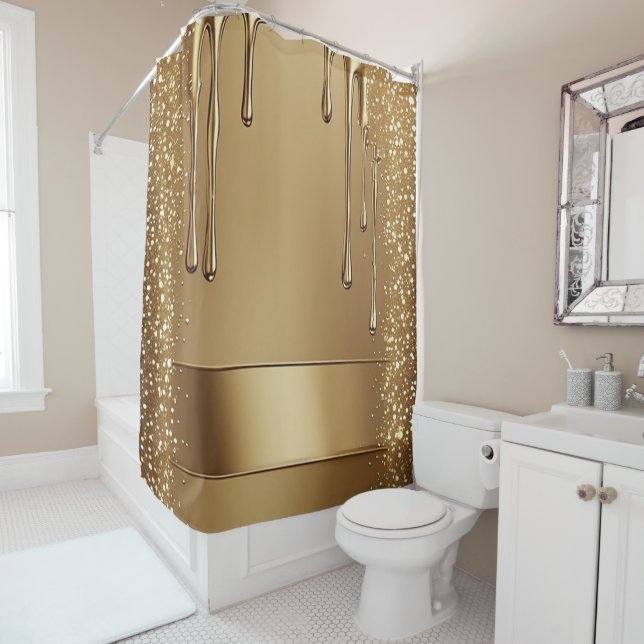Gold Dripping Background With Glitter Borders (In Situ)