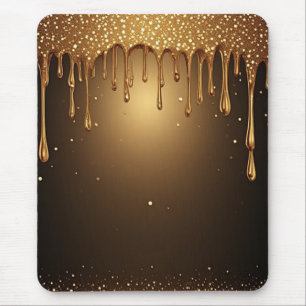 Gold Dripping Background With Glitter Borders Mouse Pad