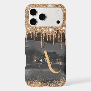 Gold Dripping Glitter Monogram Custom Metallic