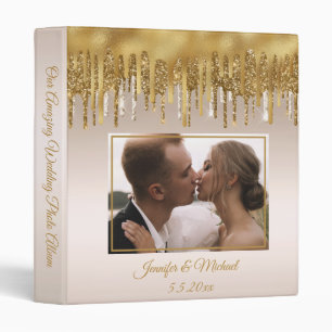gold dripping glitters champagne wedding photo binder